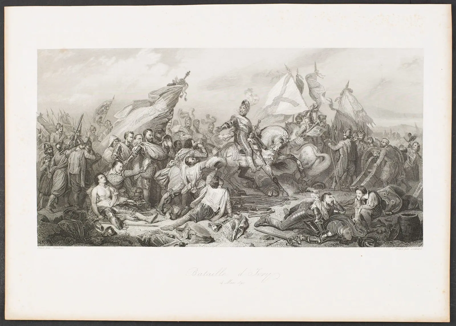 La bataille d’Ivry, 14 mars 1590, par Charles Auguste de Steuben, gravé par Lechard