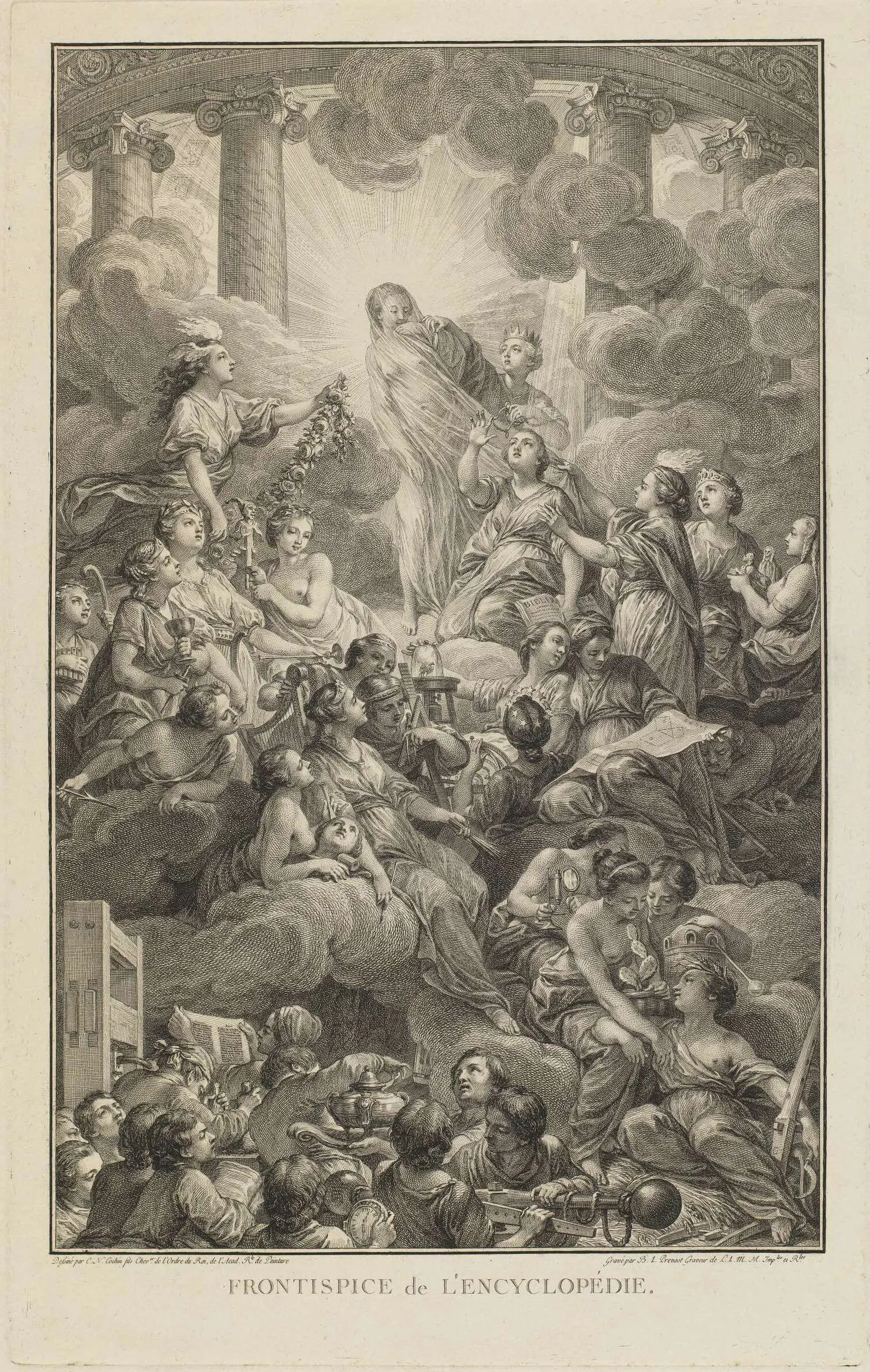 Frontispice de l’Encyclopédie, par Benoît-Louis Prévost, d’après Charles-Nicolas Cochin