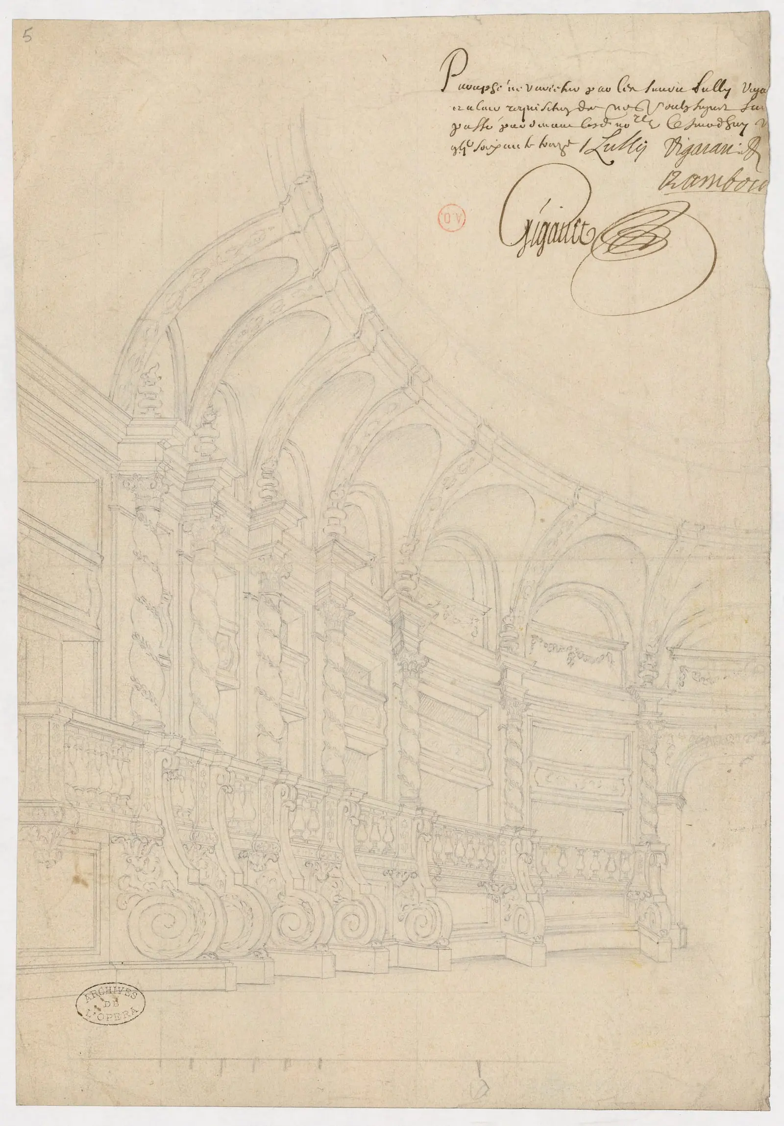 Projet de décor pour l’acte V d’Alceste, de Lully, par Carlo Vigarani