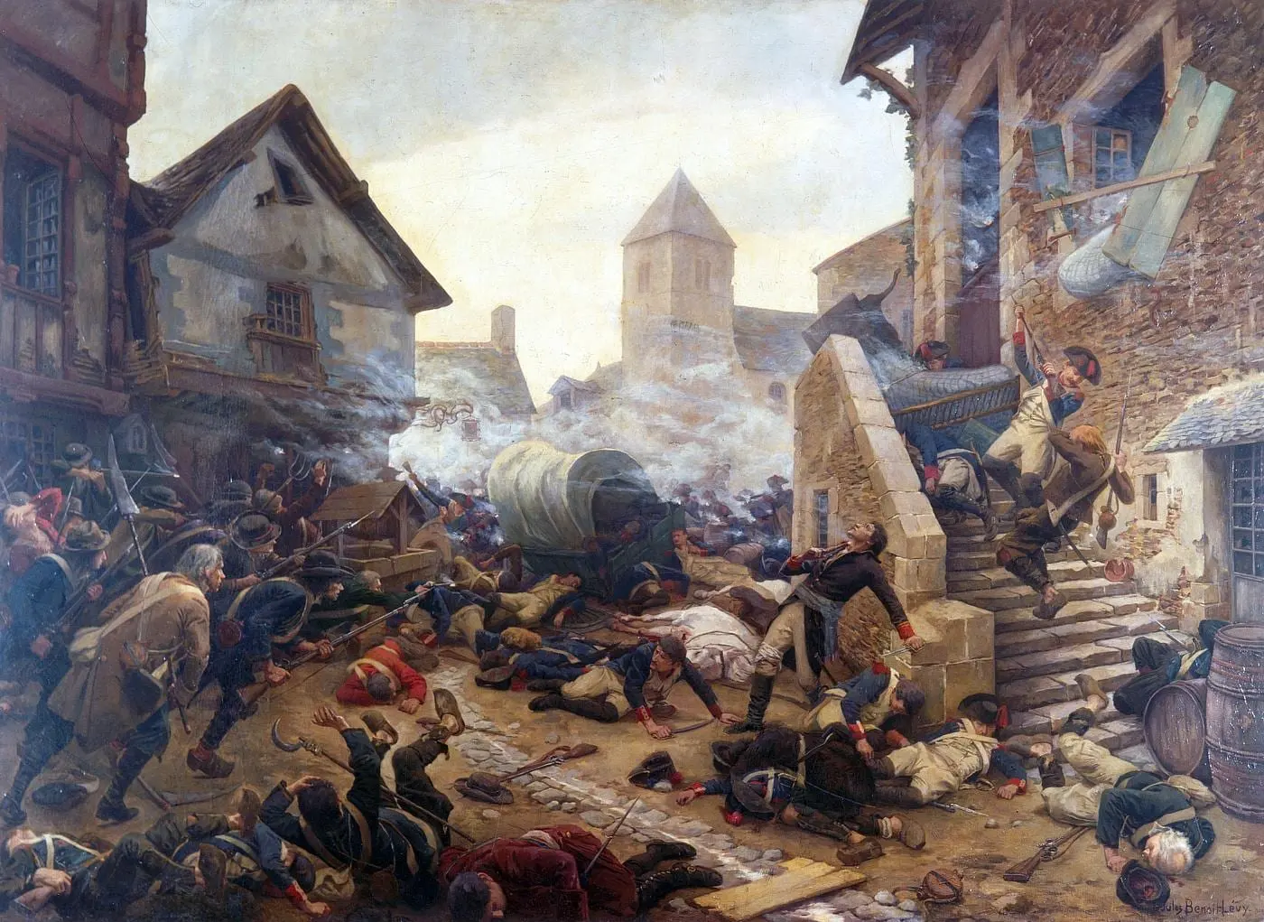 Combat de rue pendant les guerres de Vendée, par Jules Benoit-Lévy