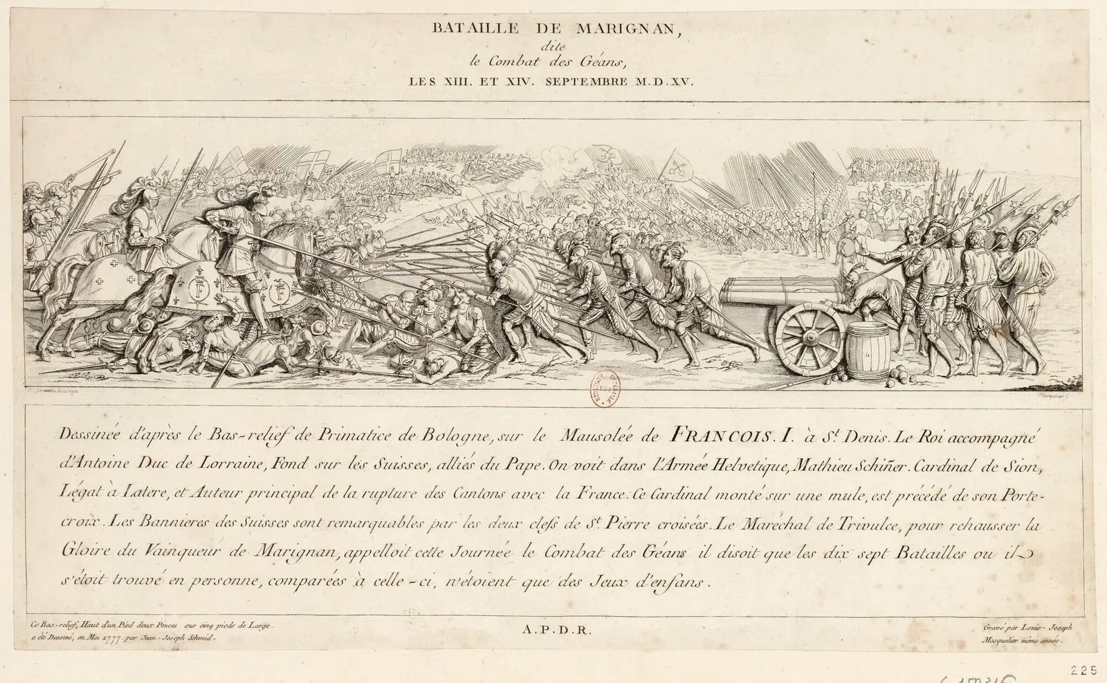 La bataille de Marignan, d’après le bas-relief du Primatice, par Louis-Joseph Masquelier